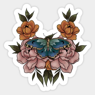 Moth and Roses Sticker